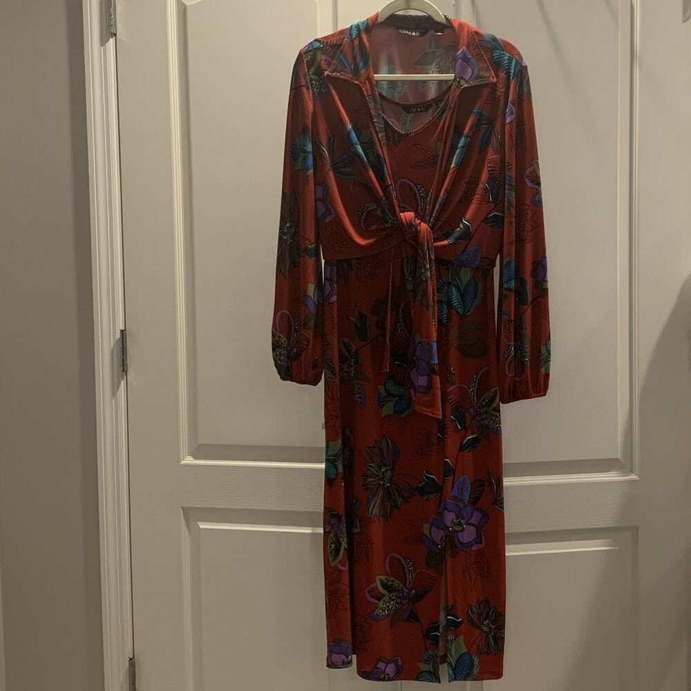 Iman Red Floral Maxi Dress with Tie Front Top